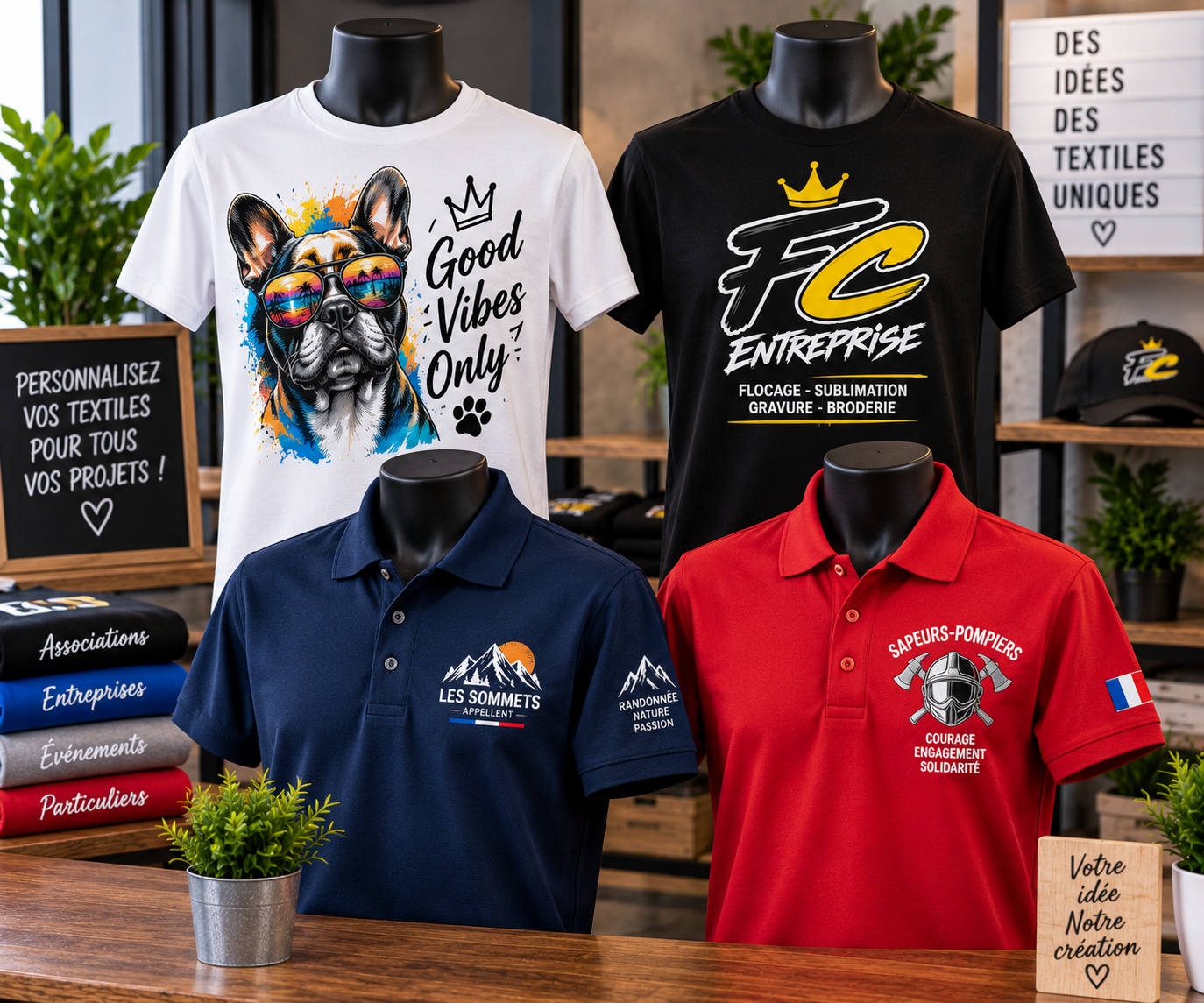 T-Shirts & Polos personnalisés - flocage, sublimation, broderie - FC Entreprise